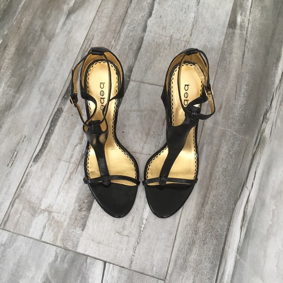 bebe clear lucite heel brown wedges size 7 - Picture 2 of 6